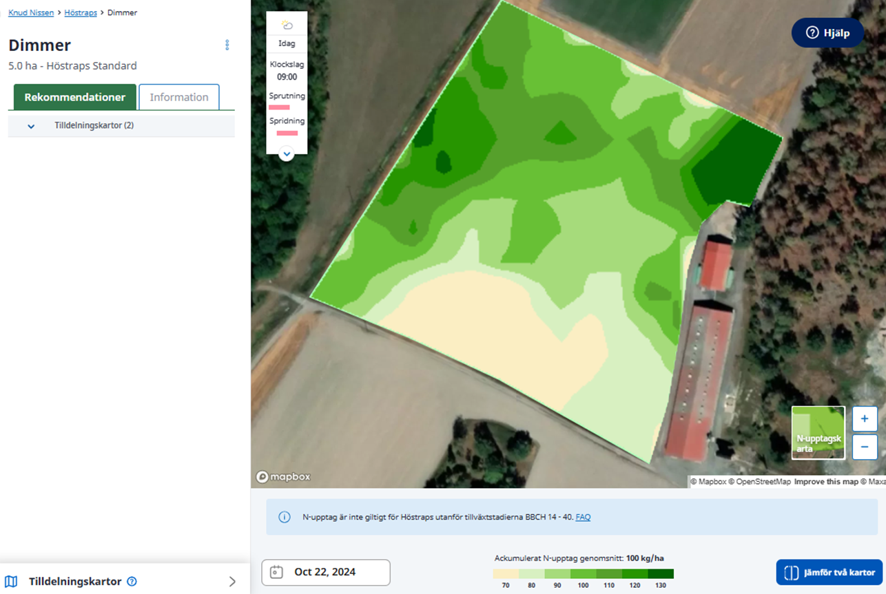 N-Upptagskarta &ouml;ver rapsf&auml;lt